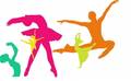 gezeichnete TänzerInnen in orange, violett, grün und gelb vor weißem Hintergrund
